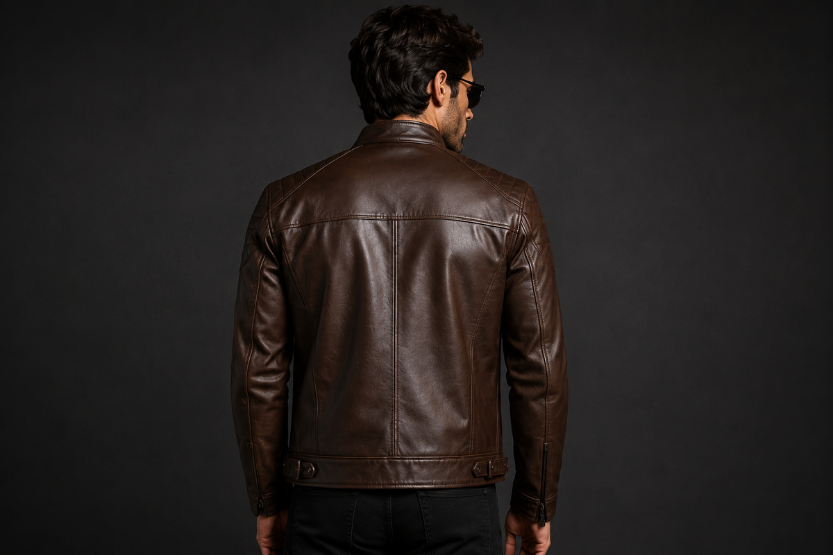 Vantoro Apex Dark Brown Leather Biker Jacket