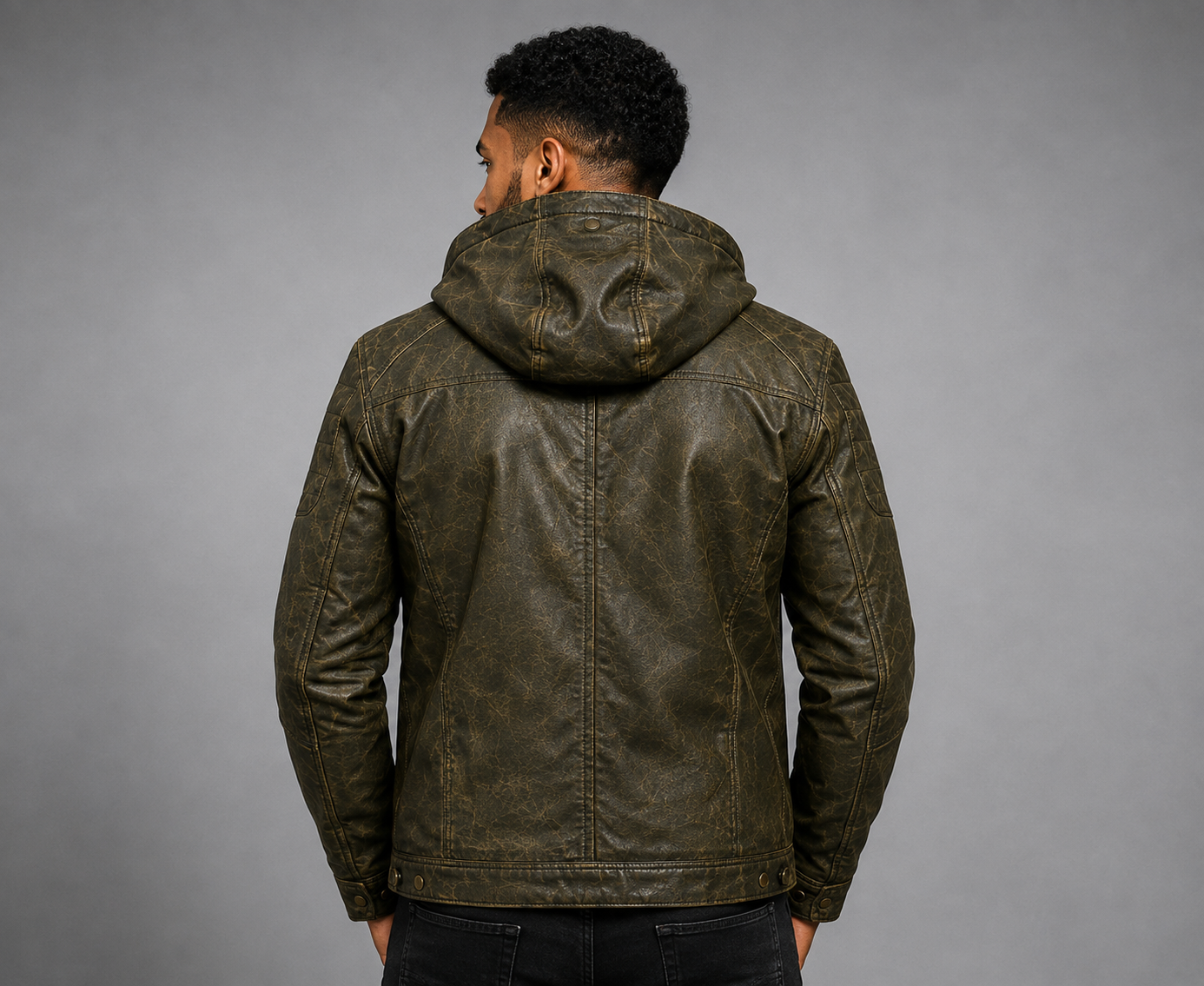 Men's VANTORO Vintage Hooded Leather Field Jacket