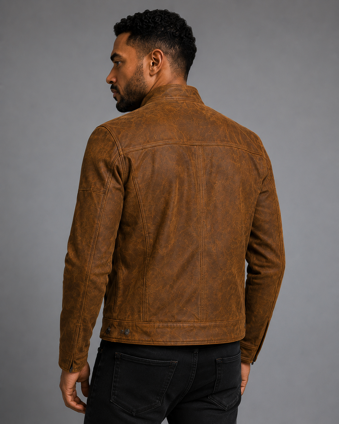 Men's Vintage Cognac Cafe Racer Leather Jacket