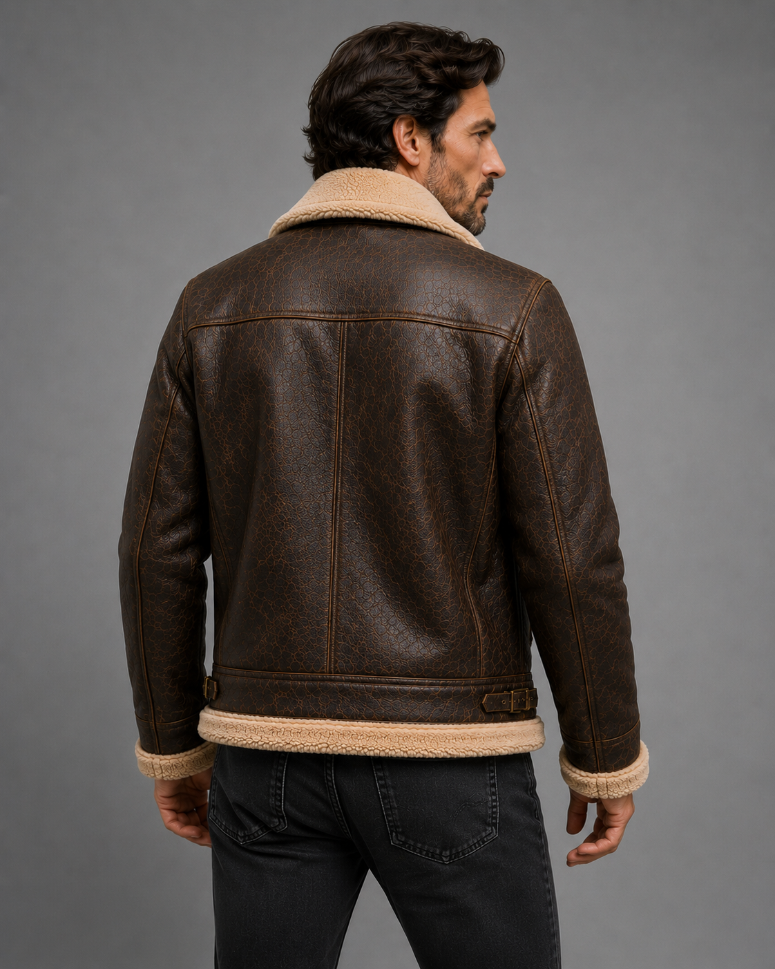 Men's Vantoro Brown Shearling Aviator Jacket
