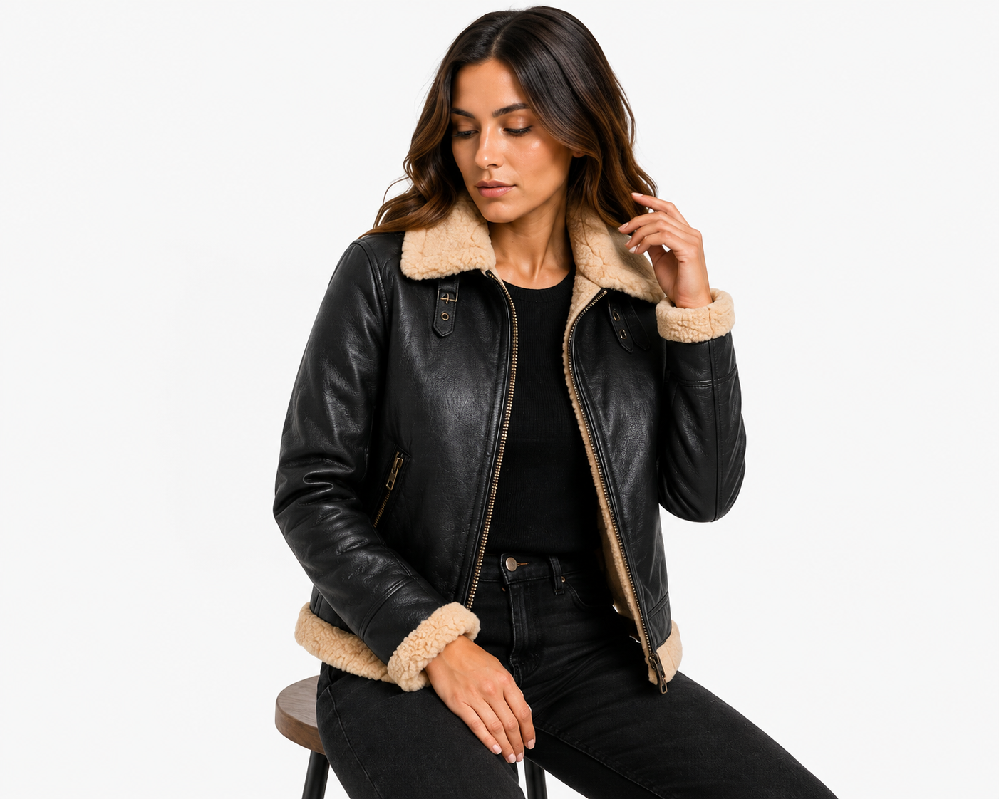 Women's Vantoro Shearling Aviator Leather Jacket