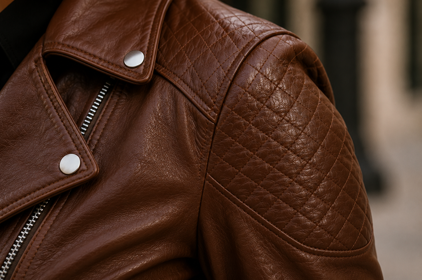 Vantoro Women's Brown Biker Leather Jacket