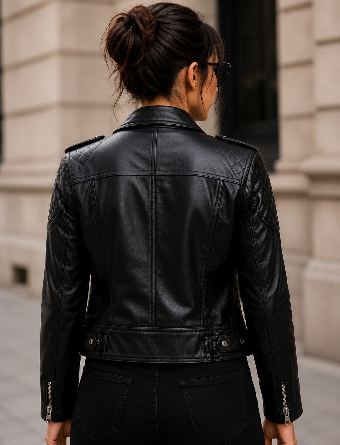 Vantoro Women's Black Biker Leather Jacket