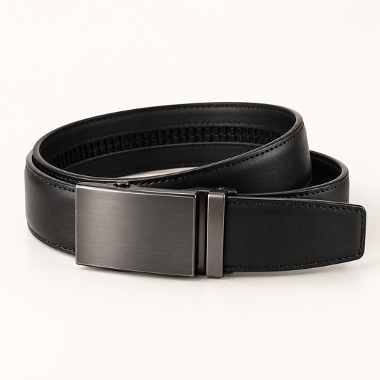 Vantoro black automatic ratchet leather belt – view 1