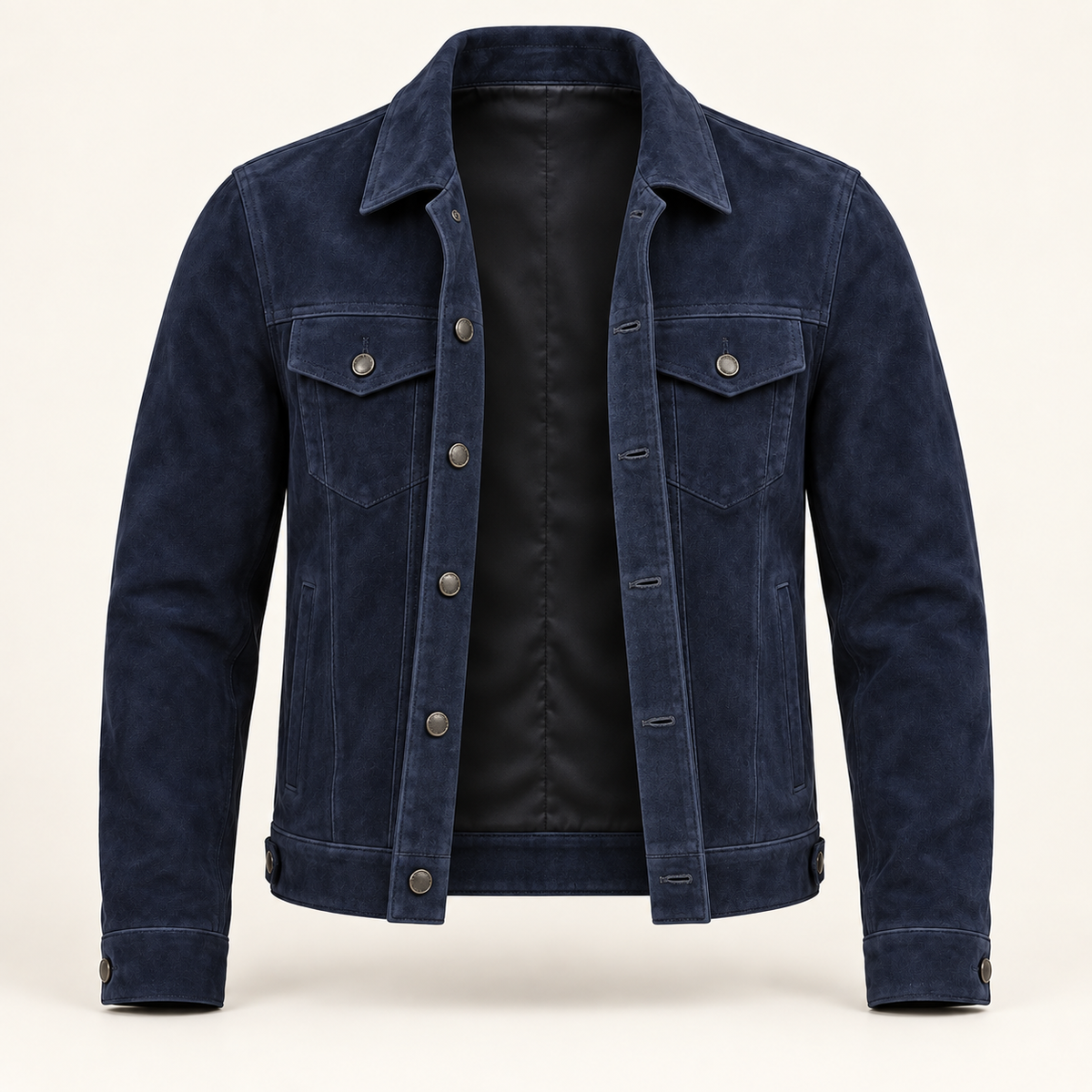 Vantoro men's navy suede trucker jacket – view 4
