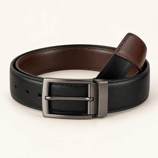 Vantoro reversible black and brown leather belt – view 1
