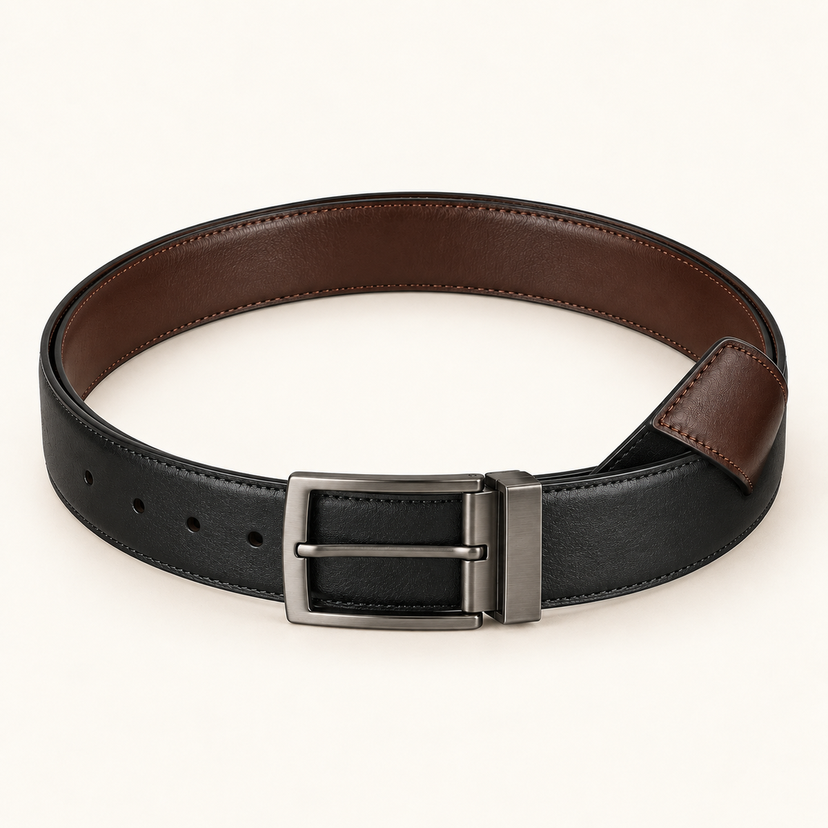 Vantoro reversible black and brown leather belt – view 2
