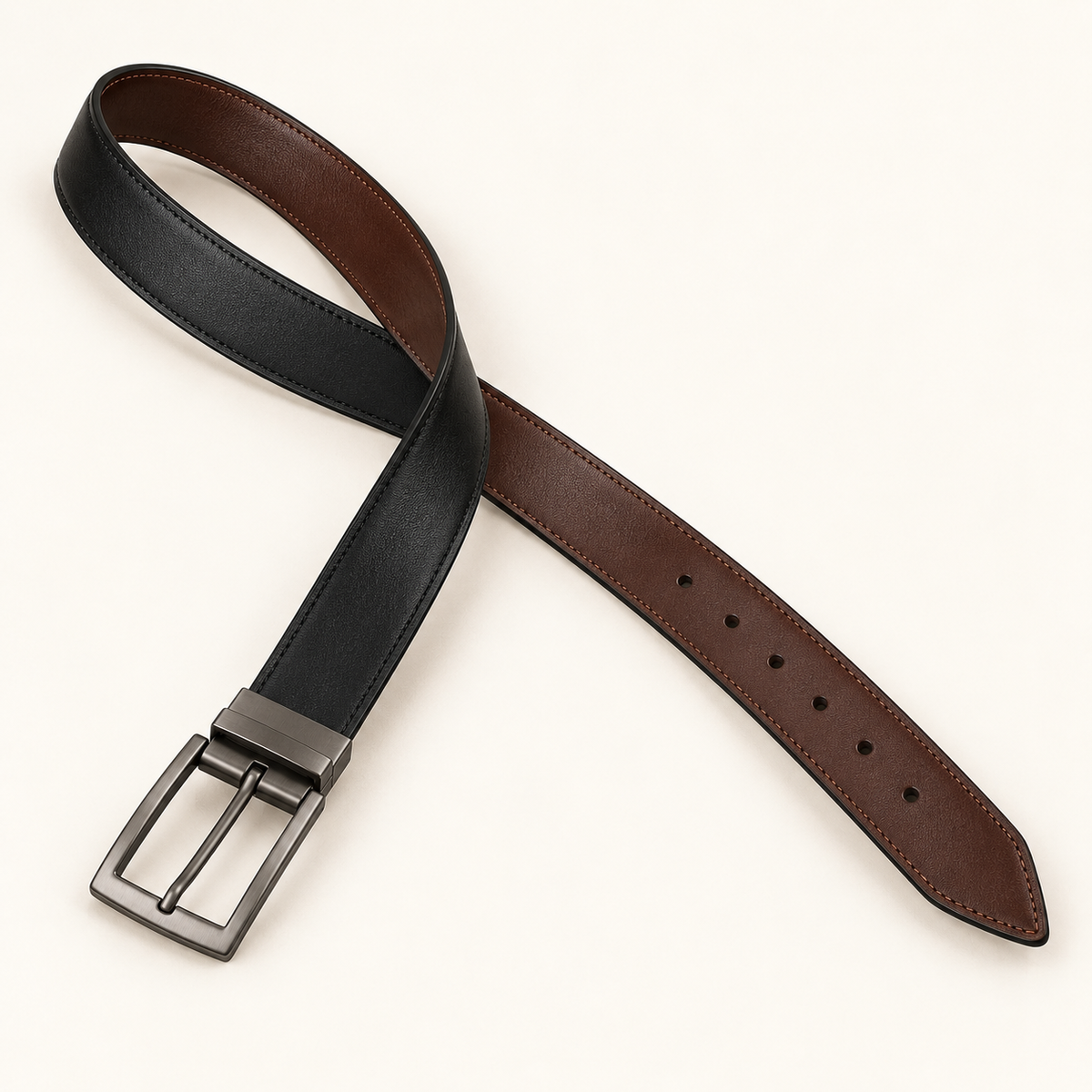 Vantoro reversible black and brown leather belt – view 4