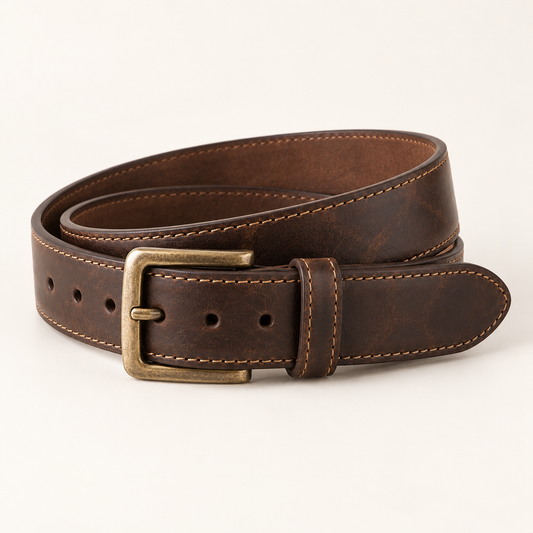 Vantoro vintage dark brown leather belt – view 1